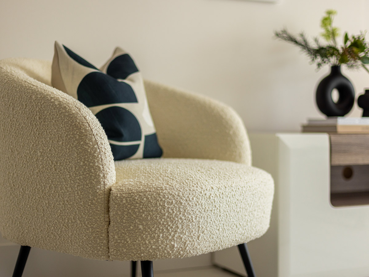 Cream accent chair, modern furniture, living room decor of Watford