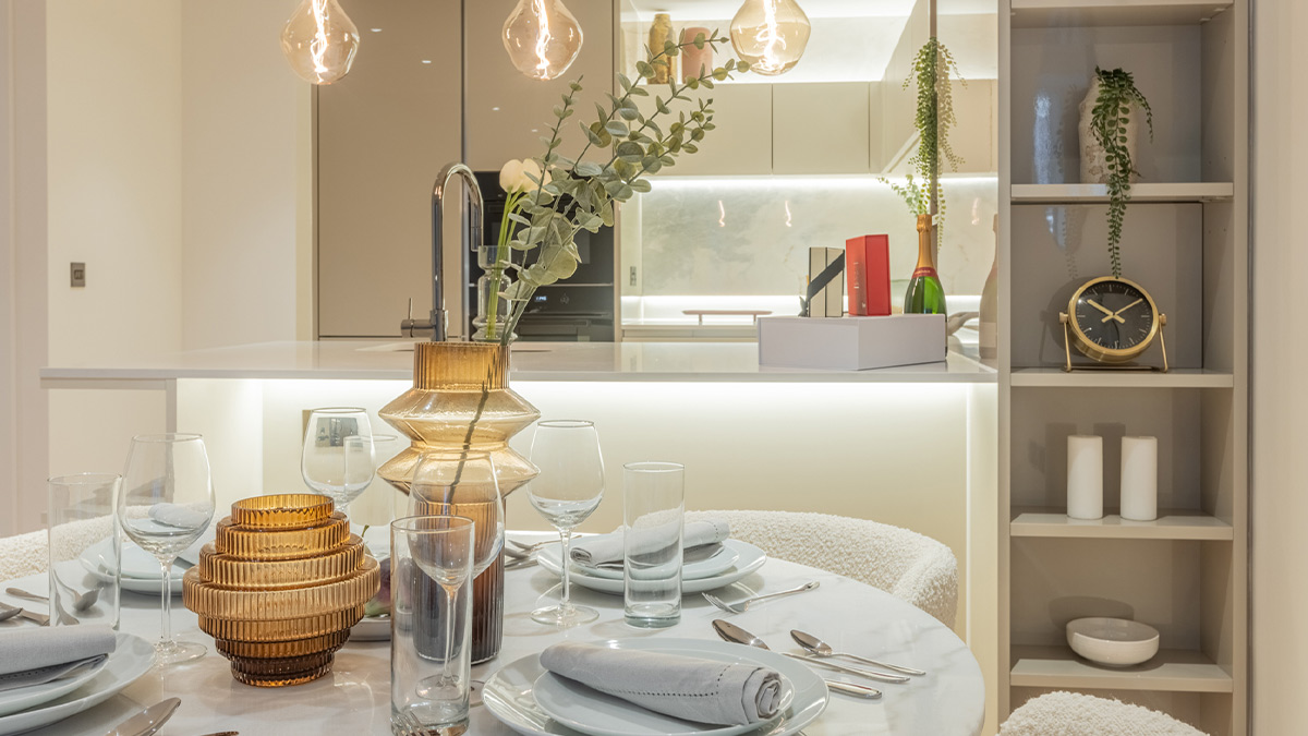 Modern dining room with table and chairs of Cassini