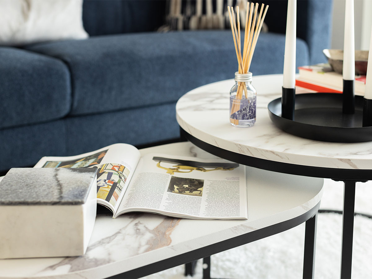 Modern living room coffee tables with marble tops