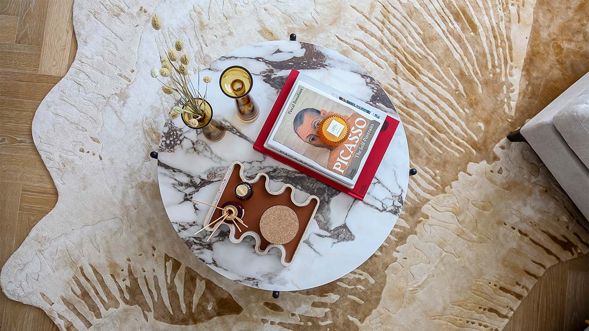 Marble Coffee Table with Art Books