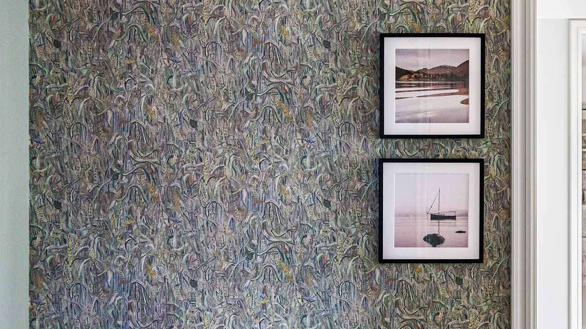 Textured Wallpaper with Framed Photos